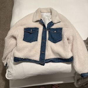 & Other Stories Cream and Blue Sherpa Jacket